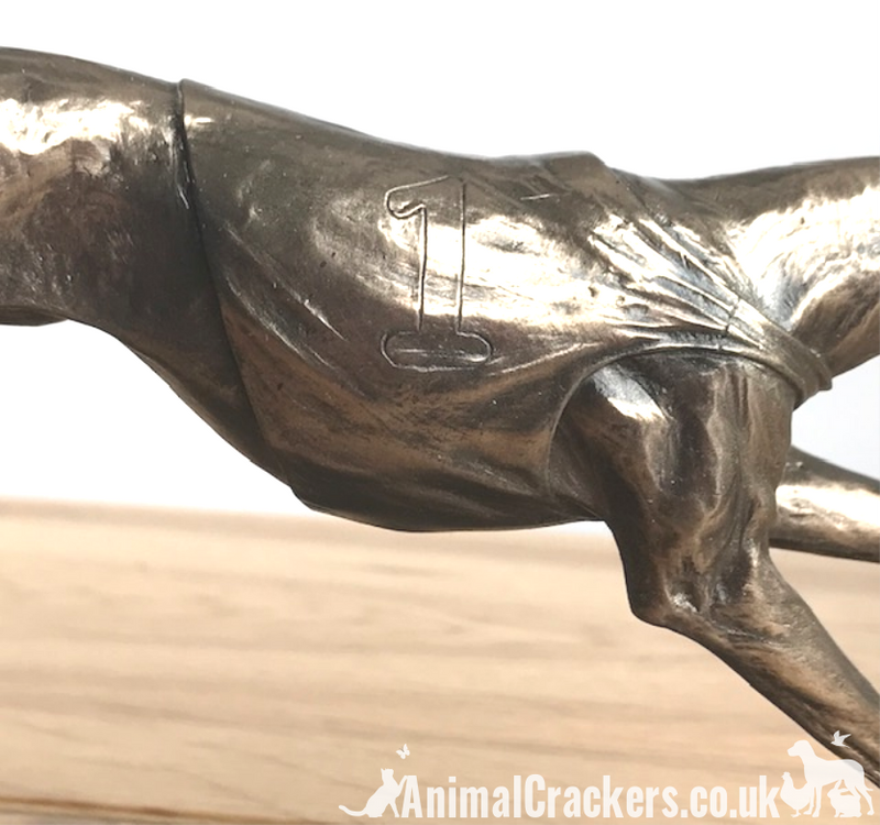 Single Racing Greyhound figurine in cold cast Bronze, fabulous ornament figurine, gift boxed