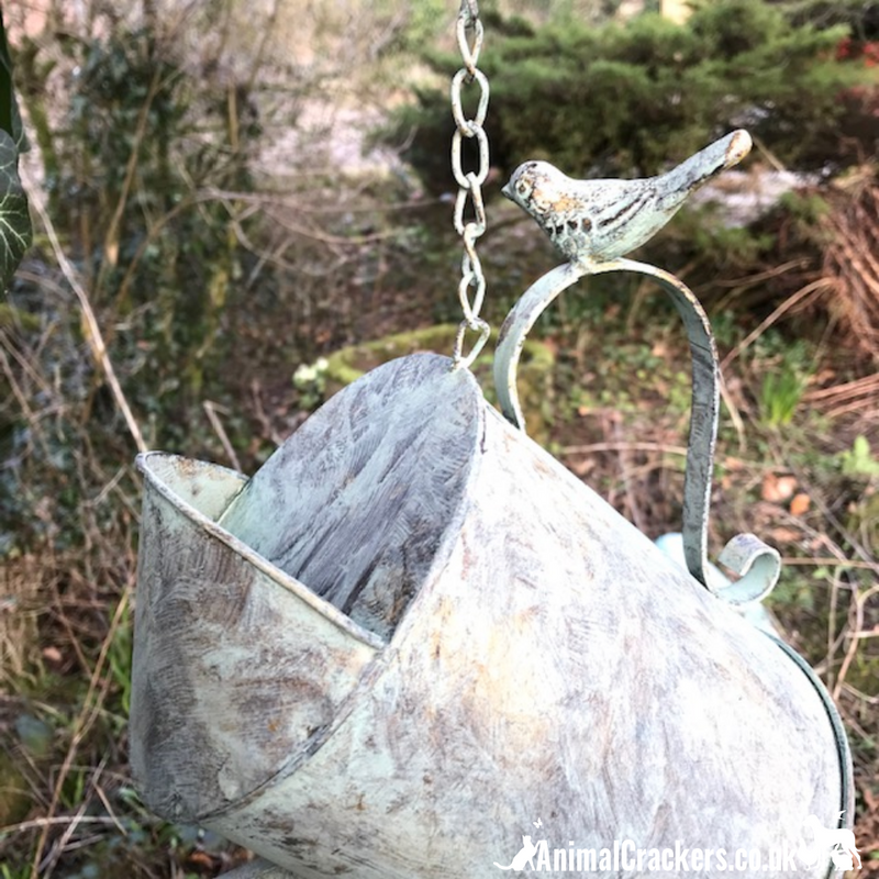 Watering Can bird house nest box, metal verdigris effect