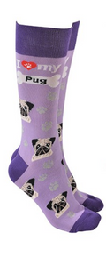 Pug design socks with 'I love my Pug' text, quality Unisex One Size stocking filler